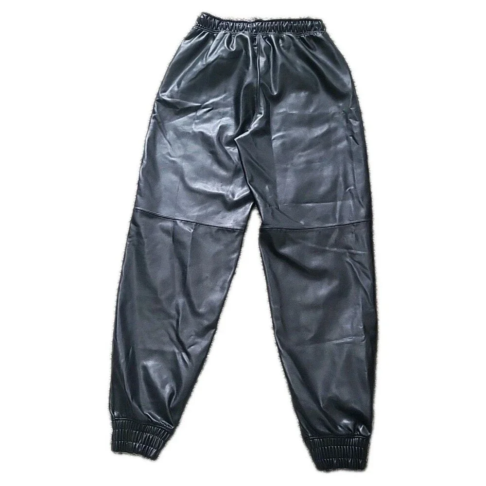 Abercrombie & Fitch Jogger Pant Women XS Black Vegan Leather High Waisted Casual - Picture 14 of 14
